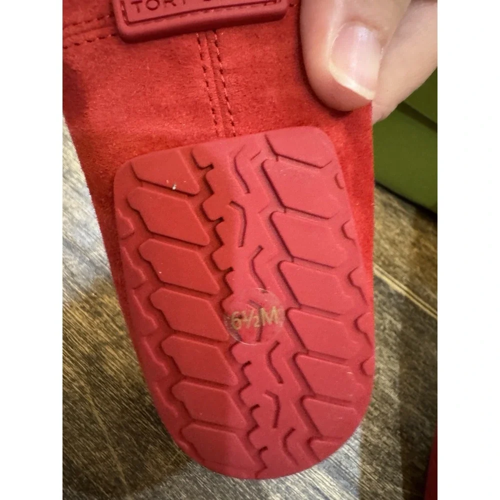 Tory Burch Reva Ballet Flats Red Suede Leather Size 6.5 NEW Slip On